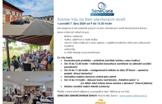 Pozvánka na Den otevřených dveří SeniorCentra Šanov